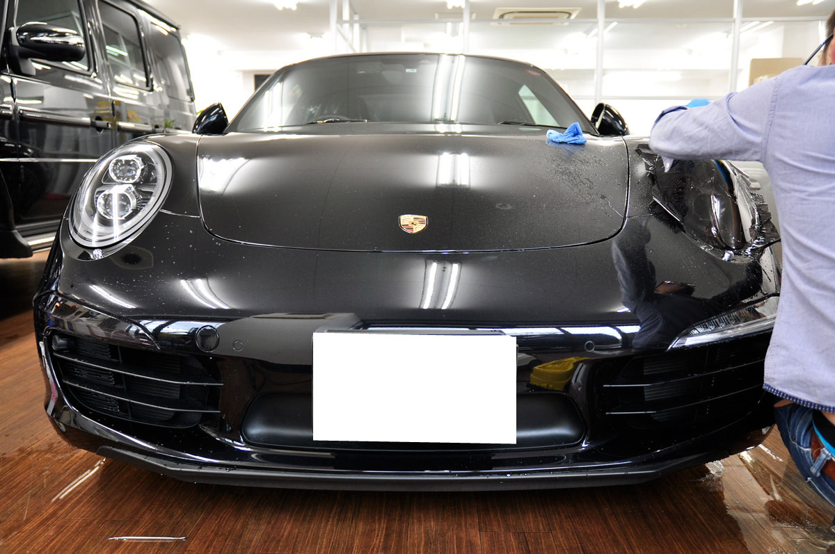 ポルシェ911 ヘッドライトスモークフィルム施工 カーラッピングなら のらいも工房 ポルシェ911 ヘッドライトスモークフィルム施工 カーラッピングなら のらいも工房